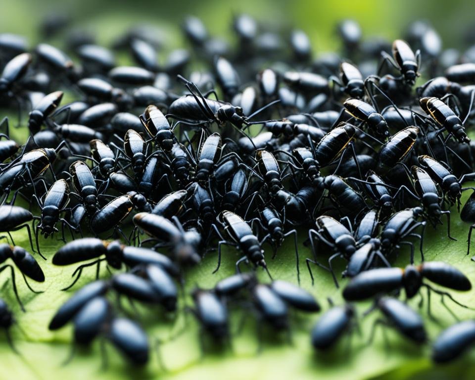 Invasion d'insectes noirs microscopiques