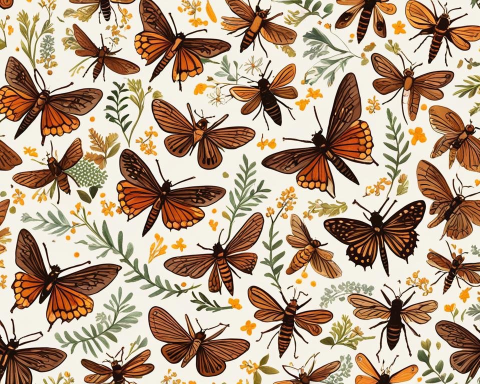 Petits insectes marron avec des ailes