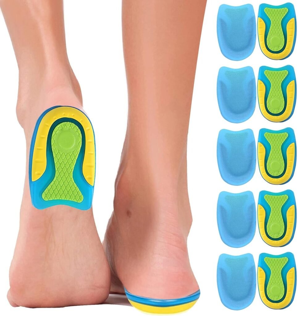 ATSGJLZN Talonnette Epine Calcaneenne, 5 Paires Semelles Chaussures Gel,Talonnette Tendon Dachille pour Soulager Tendinite Tendon Achille Fasciite Plantaire, Épine Calcanéenne