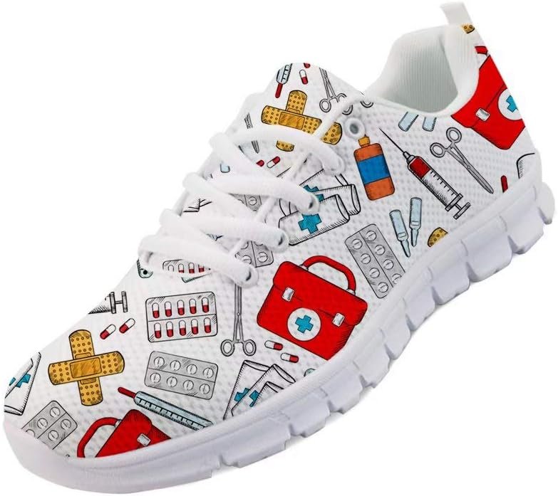chaqlin Femmes Hommes Sneaker Lace up infirmière en Plein air Chaussures Baskets de Loisir léger Formateur Confortable Plus la Taille uk4-14…