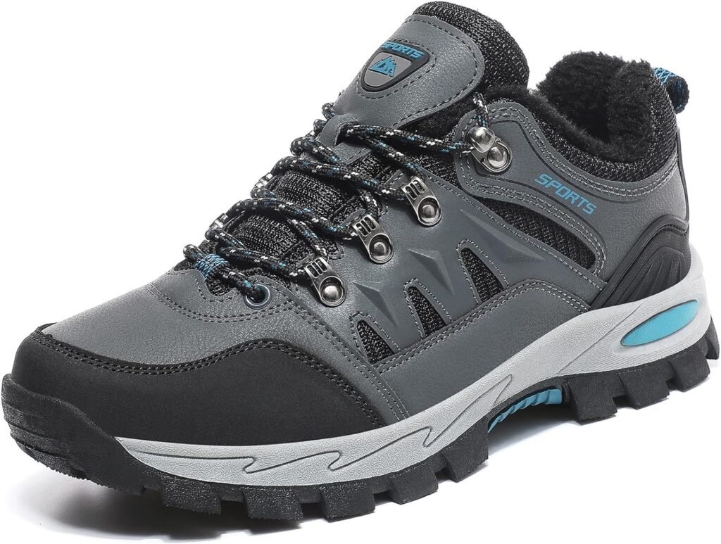 Littleplum Hommes Chaussures Dhiver Chaudement Doublées Camping Chaussures Randonnée Hommes Imperméables Chaussures Trekking