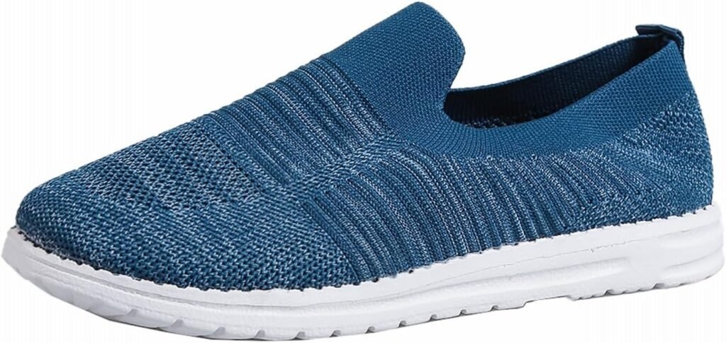 Xmiral Loisirs Femmes sans Lacet Semelle Souple Chaussures Confortables en Plein air Impression Course à Pied Mode Sport Chaussures Respirantes Compensé Paillette