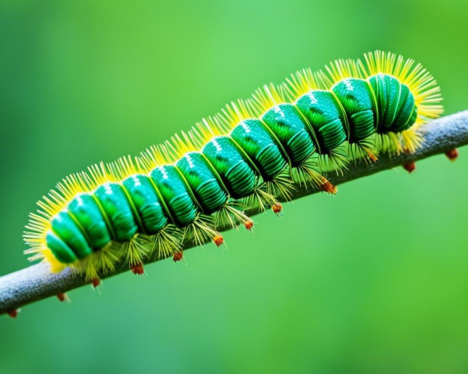 Chenille verte avec un dard