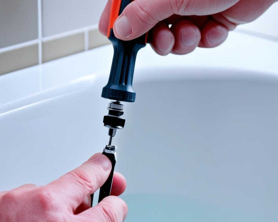 Démontage du bouton-poussoir d'un robinet de baignoire