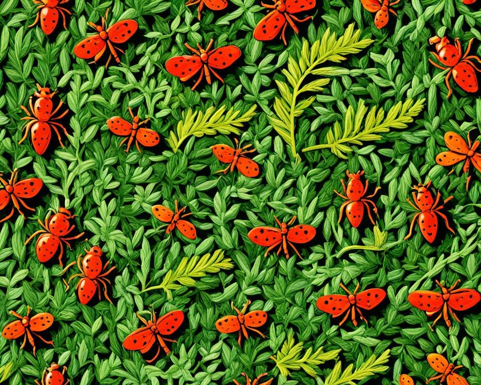 minuscules insectes orange rouge